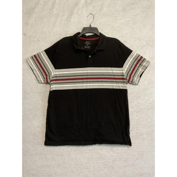Canyon River Blues Other - Canyon River Blues Polo Shirt Mens XL Black Gray Red Striped Cotton Short Sleeve